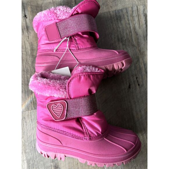 Cat & Jack Pink Charissa Little Girl Size 12 Faux Fur Lined Non Slip Snow Boots - Picture 1 of 7